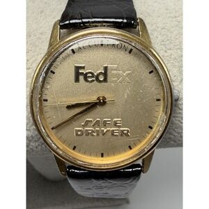 FedEx Accutron Bulova Safe Driver Vintage New Battery‎ Mens Watch 33MM 7.5"